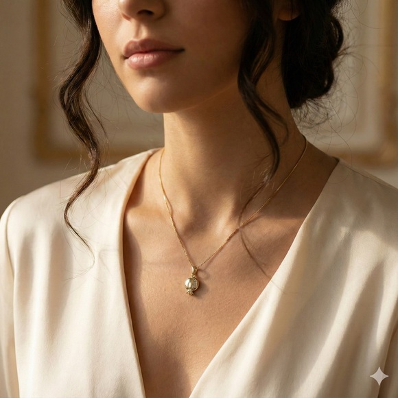 Pomegranate Necklace | 14k Gold Plated CZ Stone Luxury Jewelry - Picture 8 of 11